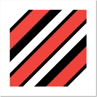 Red Black White Stripes Pattern Posters and Art